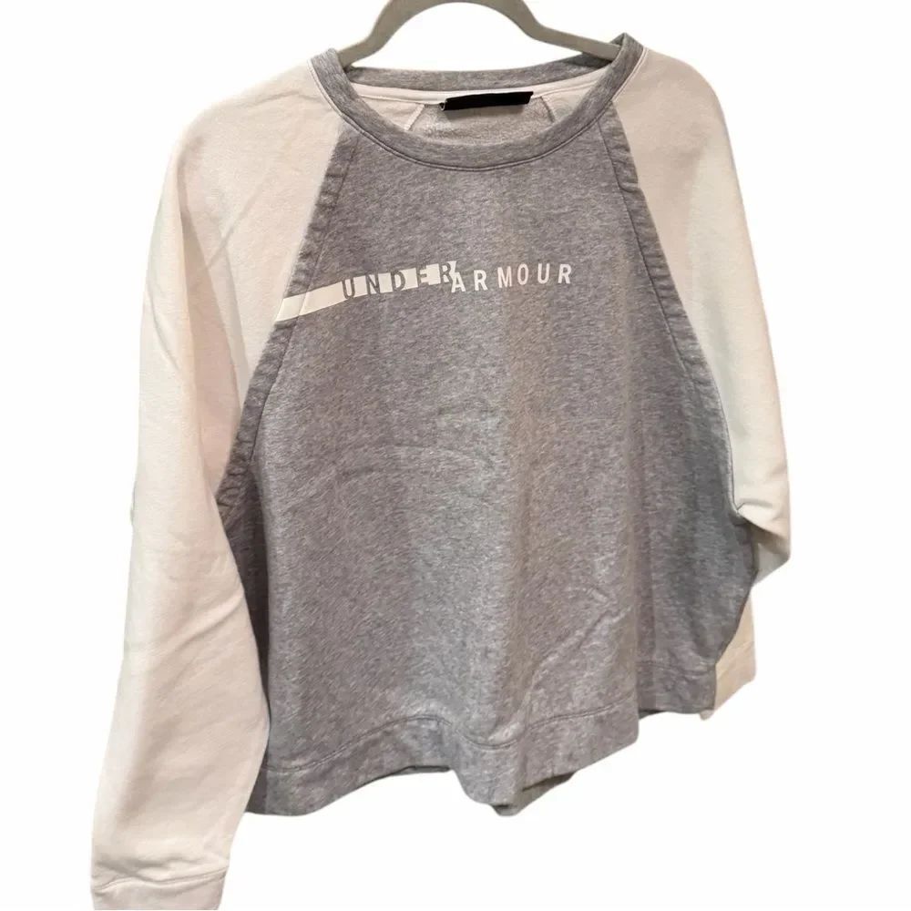 Under Armour Gray and White Loose Fit Sweatshirt
